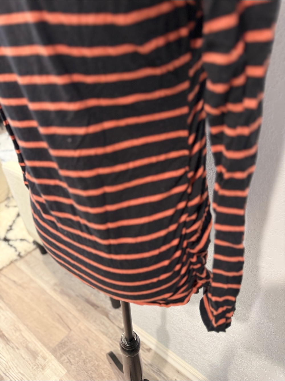 Isabel Maternity Medium Black Orange Stripe Long Sleeve Top Stretch Fall Basic - Picture 7 of 8